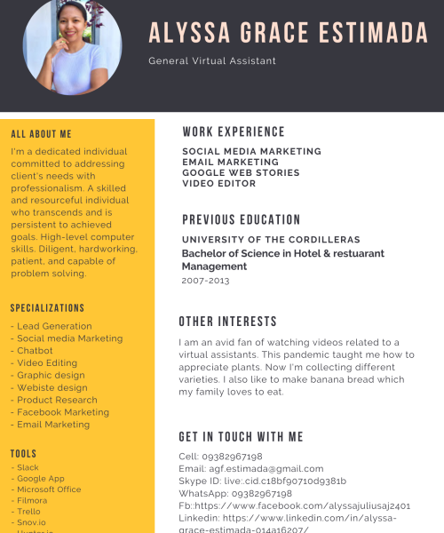 Charcoal and Pink Photo Girl Minimalist Resume (1)